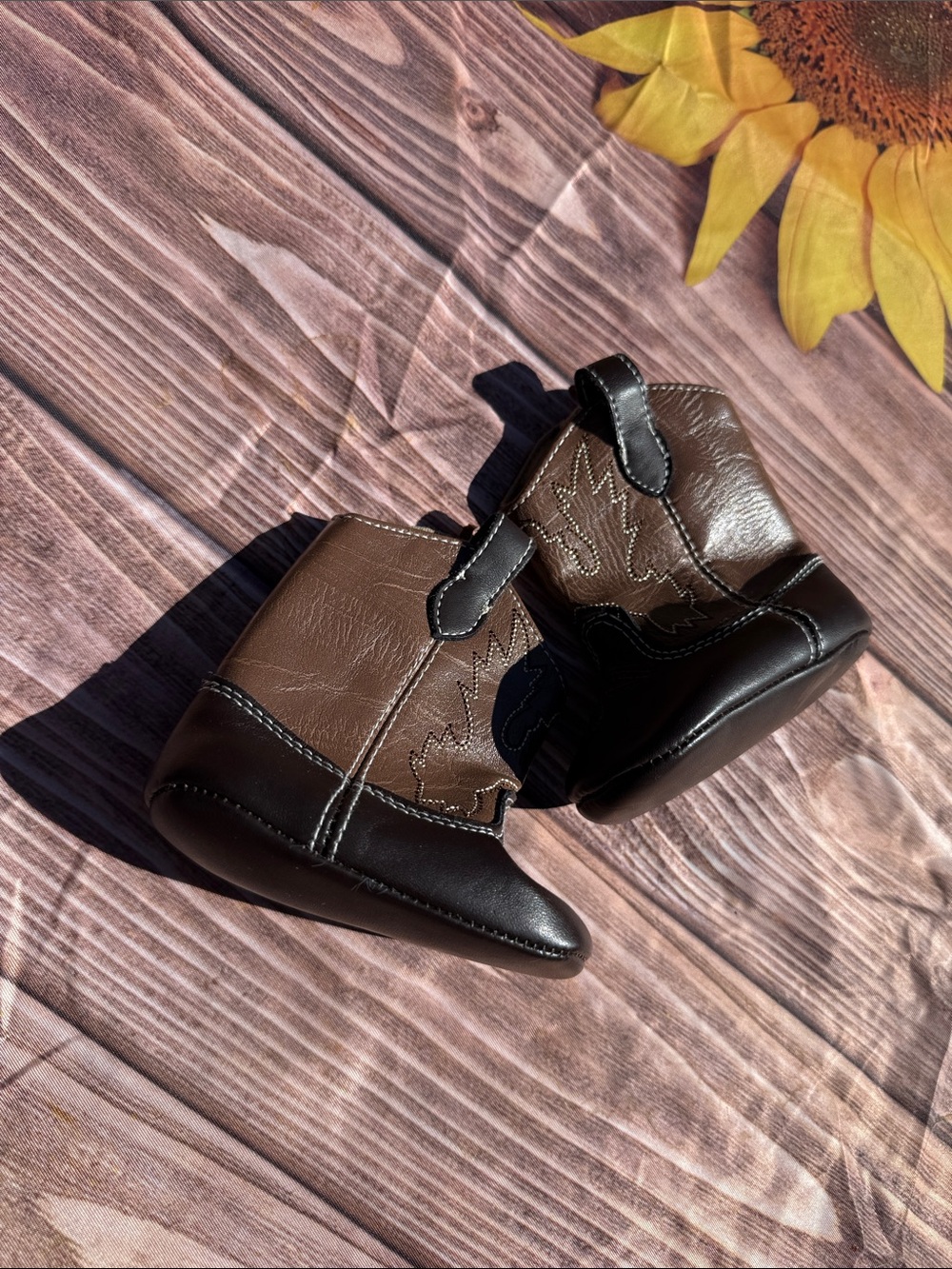 Kids Brown and Black Cowboy Boot Sneakers - Brand Unknown